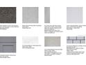 This selections sheet shows the various options for flooring, countertops, backsplash, and cabinets at 557 Moon Shell Cir, New Smyrna Beach, FL 32168