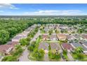 An aerial view of a vibrant neighborhood with well-maintained homes, lush greenery, and clear blue skies at 4729 Spindletree Ln, Orlando, FL 32829