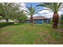 Spacious backyard with palm trees, lush greenery, and potential for outdoor activities at 1740 Cherry Ridge Dr, Lake Mary, FL 32746