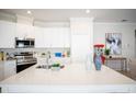 Bright kitchen featuring a large island, stainless steel appliances, and white cabinetry at 2791 San Marco Way, Winter Haven, FL 33884