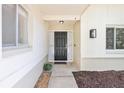 View of the front entryway featuring sidelights and a black front door at 8506 Shady Glen Dr, Orlando, FL 32819