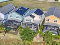 A residential street showcasing screened-in pools and verdant landscaping at 1449 Fairview Cir, Reunion, FL 34747