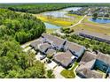 Aerial view of a property showcasing its proximity to green spaces and community amenities like ponds at 14751 Clarkson Dr, Orlando, FL 32828
