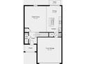 Layout of first floor, including great room, dining, kitchen, garage, and half bath at 7335 Capstone Dr, Groveland, FL 34736
