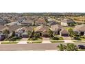 Aerial view of a well-maintained neighborhood with neatly arranged houses, lush lawns, and palm tree accents at 1335 Zeek Ridge St, Clermont, FL 34715