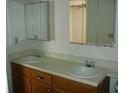 Bathroom features a double vanity with two sinks and matching mirrors, and ample storage at 5279 Images Cir # 301, Kissimmee, FL 34746