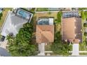 Aerial view of a home showcasing the pool and backyard with neighboring properties at 2837 Drifting Lilly Loop, Kissimmee, FL 34747