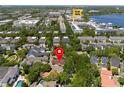 Aerial view of home, close to Village Center, highlighted by a red marker at 5038 Fenwood Ln, Orlando, FL 32814