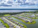 Aerial view of homes nestled around a lake in a beautiful community on a sunny day at 2741 Nottel Dr, St Cloud, FL 34772