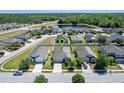 Aerial view of a residential neighborhood featuring lush landscaping and a tranquil pond at 1918 Marabou Dr, Davenport, FL 33896