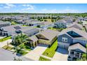 Aerial view of a residential neighborhood with single-Gathering homes, well-maintained lawns, and tree-lined streets at 15186 Book Club Rd, Winter Garden, FL 34787