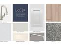 Interior finishes sample board showcases new faucet, tile, carpet and countertop options at 738 Pointe Emerson Blvd, Apopka, FL 32703