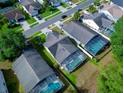 Aerial view of neighborhood and screened in pools at 1567 Oak Hill Trl, Kissimmee, FL 34747