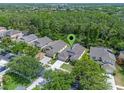Aerial view showcasing the property's location surrounded by lush greenery and neighboring homes at 14750 Hartford Run Dr, Orlando, FL 32828