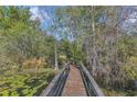 Charming wooden walkway amidst lush greenery and lily pads offering nature views at 9222 Charles E Limpus Rd, Orlando, FL 32836