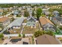 A bird's eye view displays a backyard with lush grass and a partially-covered patio perfect for entertaining guests at 429 Rona Ln, Davenport, FL 33897
