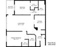 Layout of a condo floor plan featuring a living room, primary bedroom, bathroom and kitchen at 3960 Southpointe Dr # 501, Orlando, FL 32822