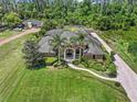 Stunning aerial view of the home featuring a well maintained lawn and mature trees at 2825 Lakeshore Dr, Mount Dora, FL 32757