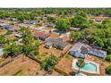 Expansive aerial view showcasing the property's spacious lot, mature trees, swimming pool, and neighborhood at 4108 Drexel Ave, Orlando, FL 32808