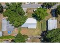 Aerial view of the property, highlighting the home's location, lot size, surrounding trees, and neighborhood at 219 Stribling Dr, Auburndale, FL 33823
