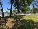 Backyard featuring a well-maintained lawn and view of the home's exterior at 9400 Se 119Th St, Belleview, FL 34420