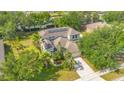 Aerial view of a well-maintained home with a spacious backyard, lush landscaping, and a long driveway at 12636 Hammock Pointe Cir, Clermont, FL 34711