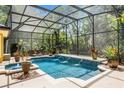 Enjoy this private screened-in pool with a hot tub, water features and peaceful views at 1724 Cottonwood Creek Pl, Lake Mary, FL 32746