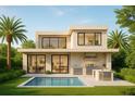 Modern two-story home featuring a pool, outdoor kitchen, and large windows offering a sun-filled interior at 1760 Bryan Ave, Winter Park, FL 32789