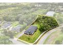 Aerial view of home on a private and wooded lot with view of pond at 16500 Magnolia Terrace Blvd, Montverde, FL 34756