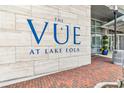 Close-up of the Vue at Lake Eola signage, showcasing the building's modern branding and design at 150 E Robinson St # 801, Orlando, FL 32801