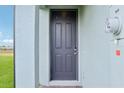 Contemporary front door, siding, and walkway showing the entry point to the home at 16430 Bird Of Paradise Ave, Clermont, FL 34714