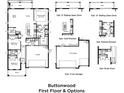 Layout showing spacious living areas, kitchen, Gathering room, primary suite and options for three car garage at 30338 Emerald Forest Dr, Mount Dora, FL 32757