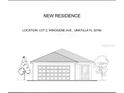 Blueprint of new one-story home with attached garage and shingle roof at 563 Winogene Ave, Umatilla, FL 32784