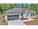 Stylish single-story home featuring a modern design, a two-car garage, and manicured landscaping at 13430 Sw 88Th Ter, Ocala, FL 34473