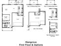 First-floor plan options for the Mangrove, featuring kitchen, cafe, garage, and sliding glass door options at 30334 Emerald Forest Dr, Mount Dora, FL 32757