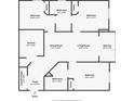 Detailed floor plan illustrating the layout of a three bedroom, two bathroom unit at 4024 Breakview Dr # 40604, Orlando, FL 32819