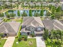 Aerial view of a stunning home and its surroundings with a beautiful pond in the neighborhood at 1078 Vinsetta Cir, Winter Garden, FL 34787