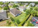 Aerial shot of the property highlighting a large backyard and surrounding neighborhood at 5839 Tarleton Way, Mount Dora, FL 32757