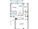 Downstairs floor plan featuring kitchen, Gathering room, den, breakfast nook, garage and one bedroom at 2630 Great Heron Ave, St Cloud, FL 34773