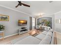 Contemporary living room with hardwood floors, modern furniture, flat screen television, and stylish decor at 12936 Freeman St, Windermere, FL 34786