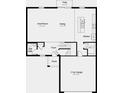 First floor home floor plan illustration with kitchen, living room, foyer, half bath, porch and garage at 4718 Yellow Elder Way, Kissimmee, FL 34758