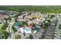 Aerial view of community pool, tennis courts, and surrounding residential area at 2263 Wyndham Palms Way, Kissimmee, FL 34747
