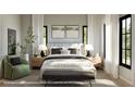 Serene bedroom with a tufted headboard, neutral color palette, and plenty of natural light at 185 Sylvan Blvd, Winter Park, FL 32789