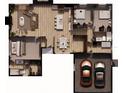 Detailed floor plan showcases the home's layout, including bedrooms, living spaces, and garage at 8825 Larwin Ln, Orlando, FL 32817