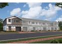 Charming townhome row with private garages, stone accents, and professionally landscaped grounds at 4271 Campsite Loop, Orlando, FL 32824