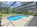 Kidney-shaped pool under a screened enclosure surrounded by well-manicured lawn at 15305 Shady Ln, Tavares, FL 32778