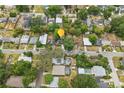 Aerial view of a neighborhood with a yellow balloon marker for a specific property at 3204 Amherst Ave, Orlando, FL 32804