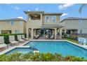 Backyard featuring a private pool and spa, covered patio, and outdoor seating, perfect for entertaining at 7564 Marker Ave, Kissimmee, FL 34747