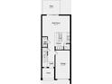 First floor plan featuring kitchen, half bath, garage, great room, and patio at 7757 Waterscape Dr, Groveland, FL 34736