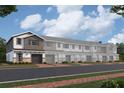 Rendering of townhomes with garages, stone accents and neutral color scheme at 5103 Prairie Preserve Run, St Cloud, FL 34772